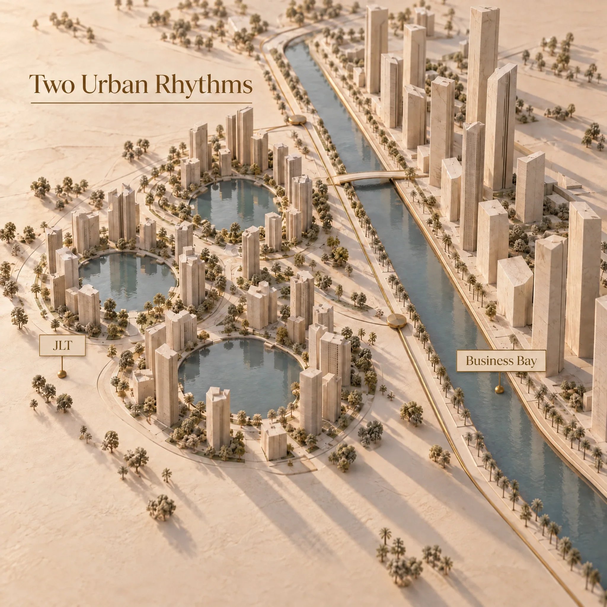 Business Bay vs JLT: tower clusters, prices and rent (2026)